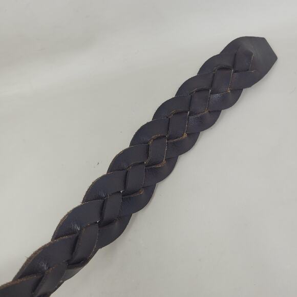 Gap Men Gap Belt Mens 34W Brown Leather Braided Woven Buckle Casual Classic Basic Rugged